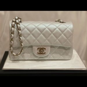 ▪️SOLD▪️CHANEL Iridescent White Mini Rectangle